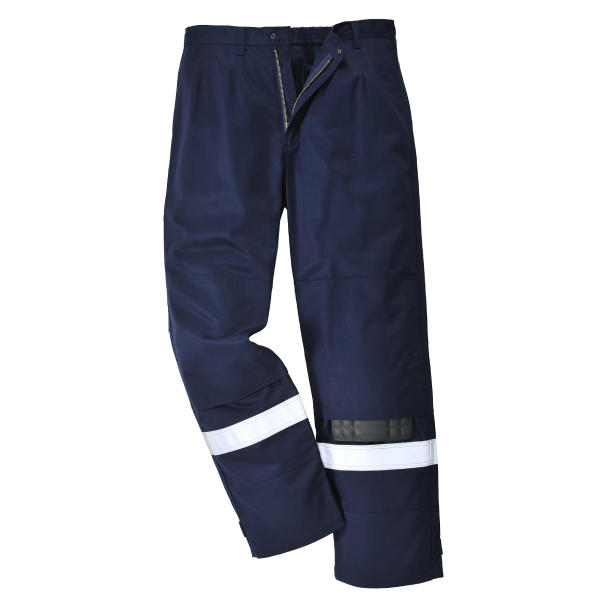 Výstražné reflexní pracovní kalhoty BIZFLAME PLUS, tmavě modré